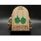 Machine embroidered green four leaf clover earrings with raised edges. Silver hypoallergenic hooks.